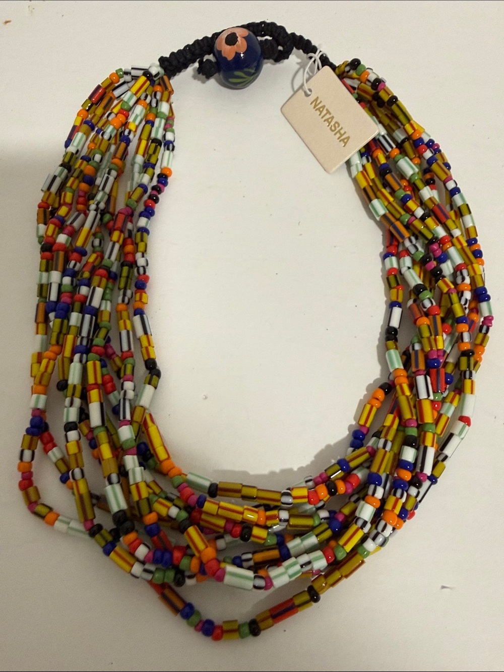 Natasha multistrand Couture Yellow & Multicolor Seed Bead Layered Necklace
